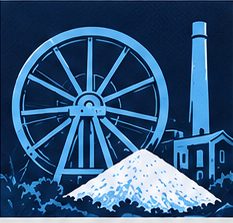 Water wheel and salt heap illustration